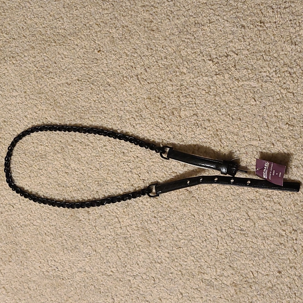 NWT Black Metal and Leather MK Belt